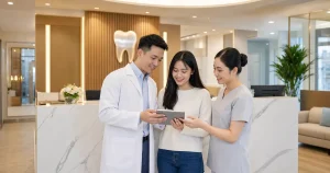 Đội ngũ phòng khám nha khoa trao đổi về trải nghiệm website